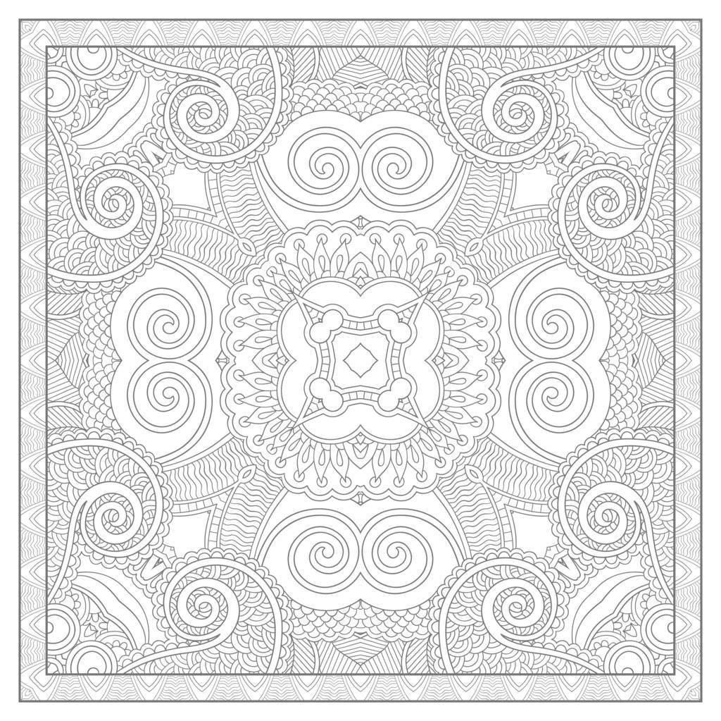 Coloriage Mandala symétrique à motifs carrés - Mandala à imprimer